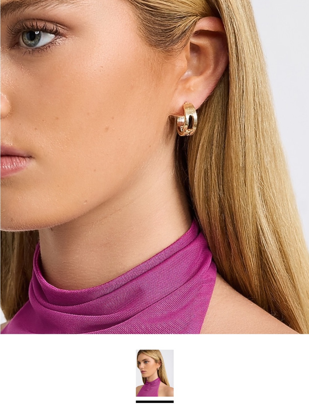 Express Gold Chain Loop Hoop Earrings - Picture 3 of 3